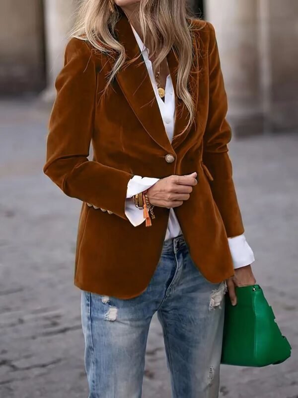 Addison - Velvet Blazer with Gold Button Accents Timeless Luxury with a Modern Edge - Image 8